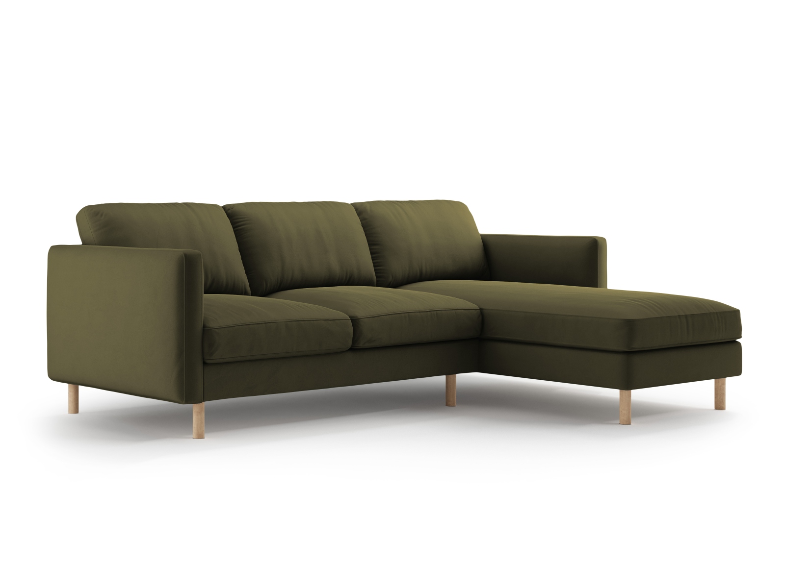 Micadoni Ecksofa Eden Groß 3-Sitzer Rechts Samt Moßgrün Melange