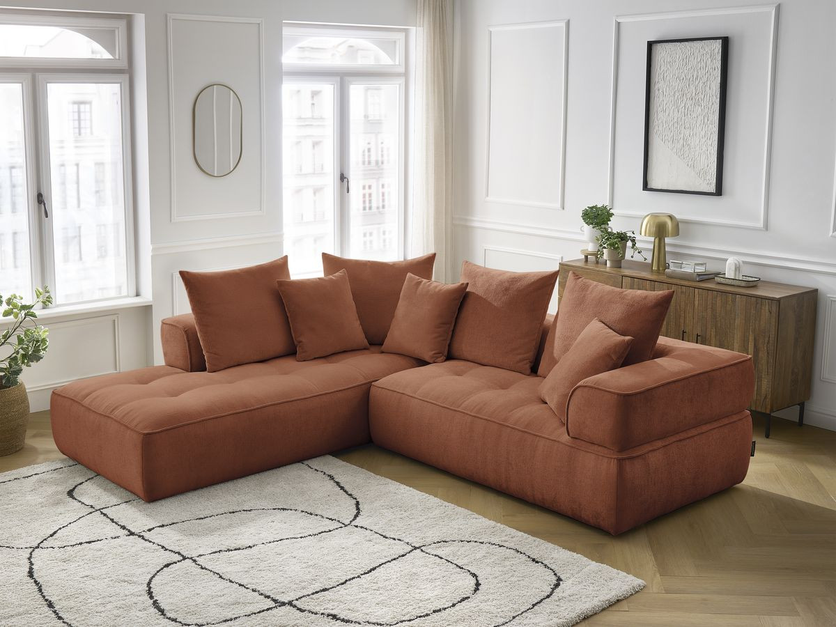 Bobochic Whesley Ecksofa Stoff Orange Ecke links
