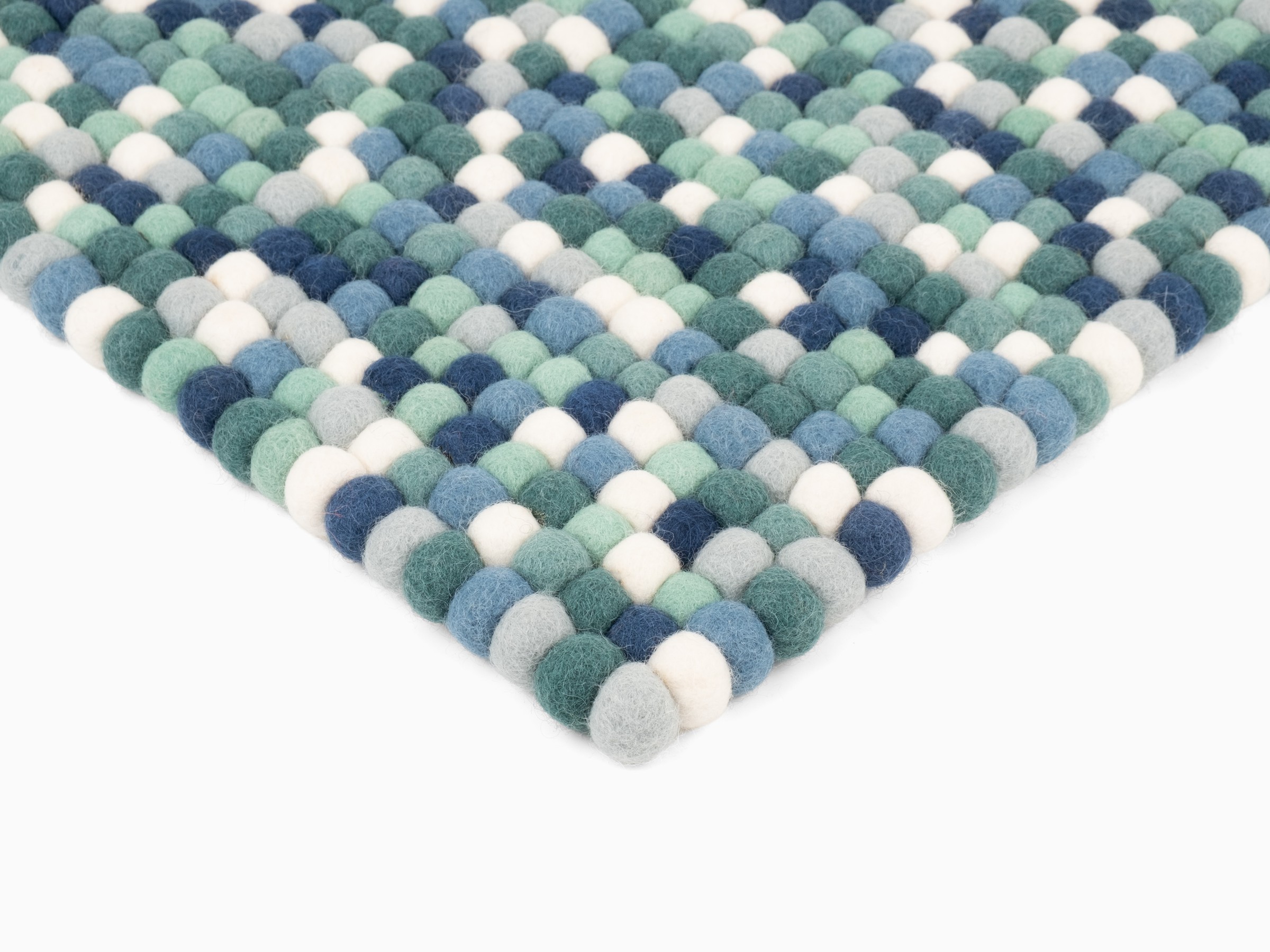 myfelt Mare Filzkugel-Sitzauflage Blau-Türkis-Weiß 36 x 36 cm