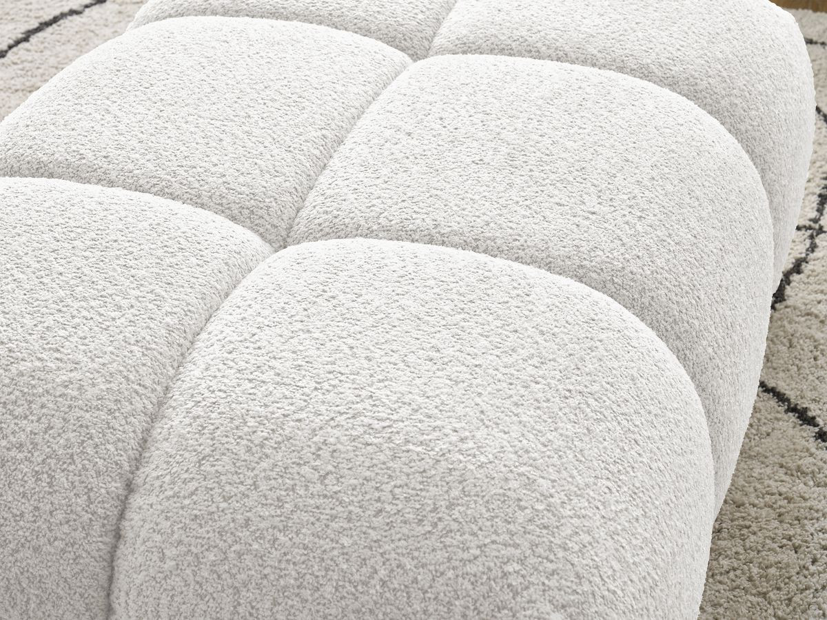 Bobochic Alya Pouf Bouclé-Stoff Weiß