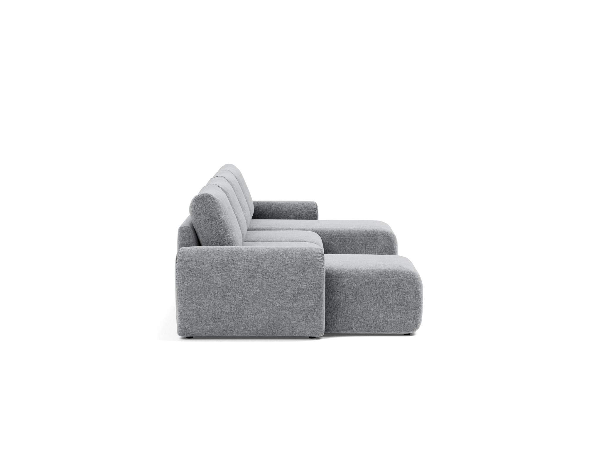 Schlafsofa Norum U-Form mit Curve-Armlehnen Strukturierter Stoff Twist 565-Granite