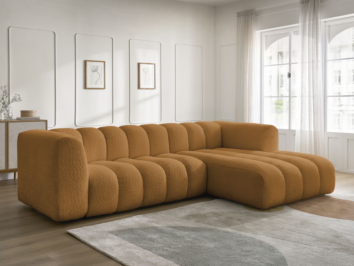 Bobochic Talia Ecksofa Bouclé-Stoff Gelb Ecke rechts