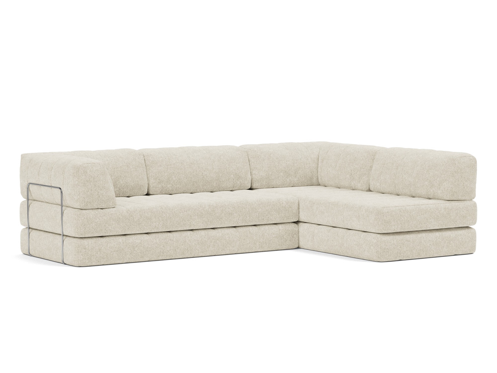 Eck-Schlafsofa CozyPad L-Form mit Armlehne Strukturierter Stoff Taura 357-Off-White