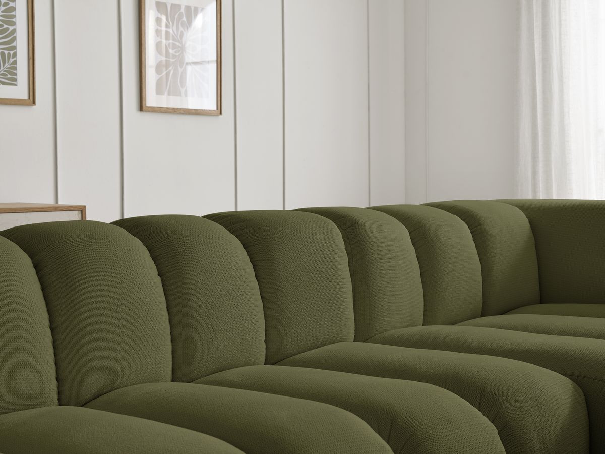 Bobochic Talia Ecksofa Melange-Stoff Grün Ecke rechts