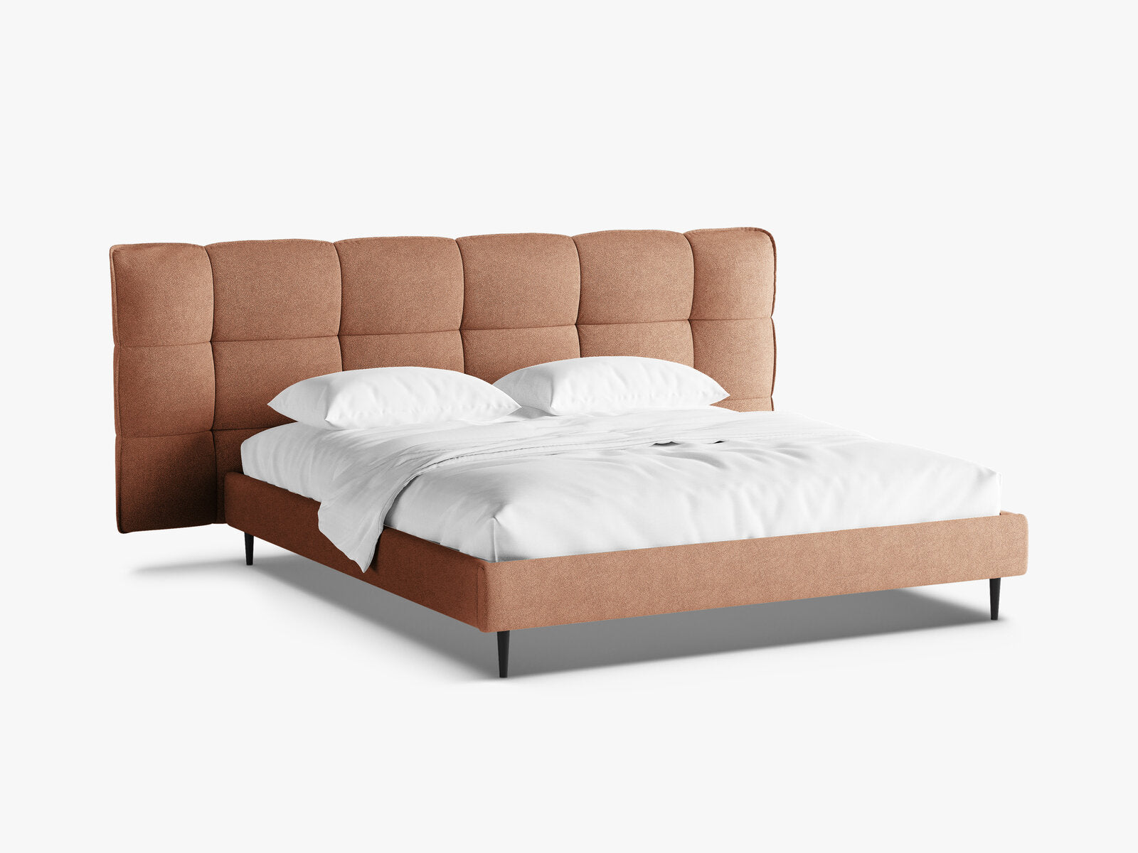 Micadoni Stauraumbett mit Kopfteil Eric with legs Boucle Sicuro Pfirsich 160x200