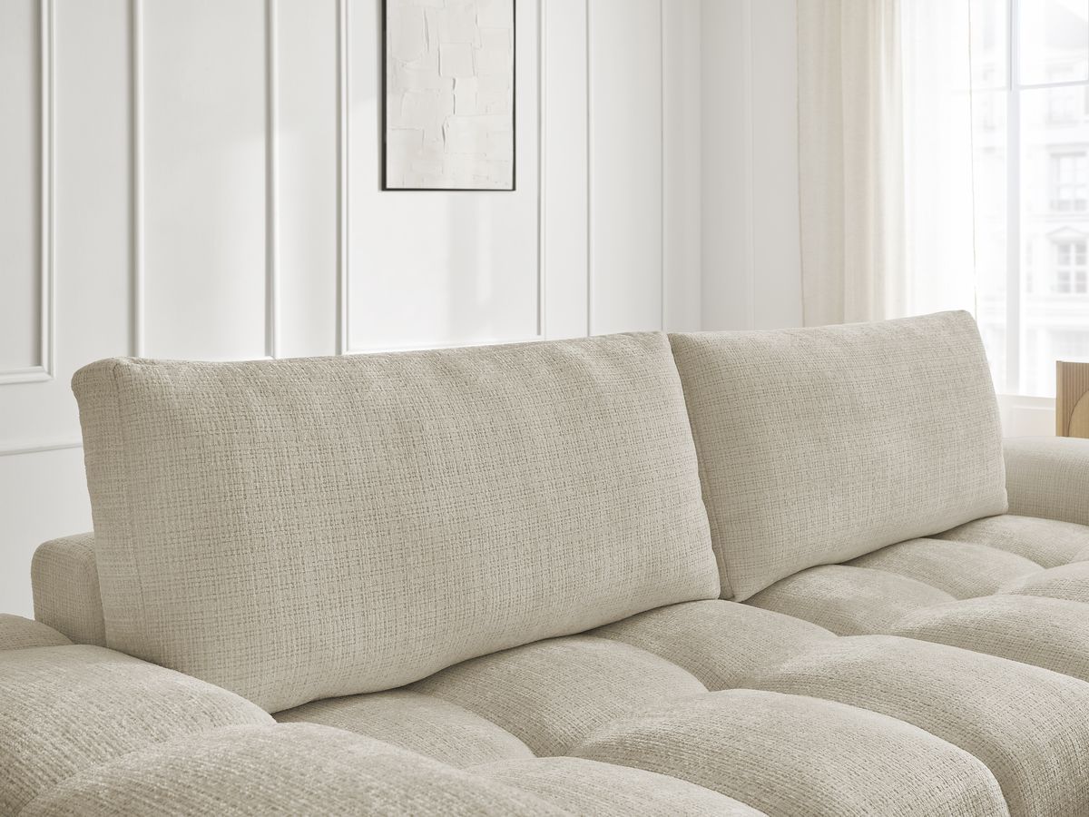 Bobochic Anakin Sofa 3-Sitzer mit Pouf, 2 Kissen Strukturstoff Beige