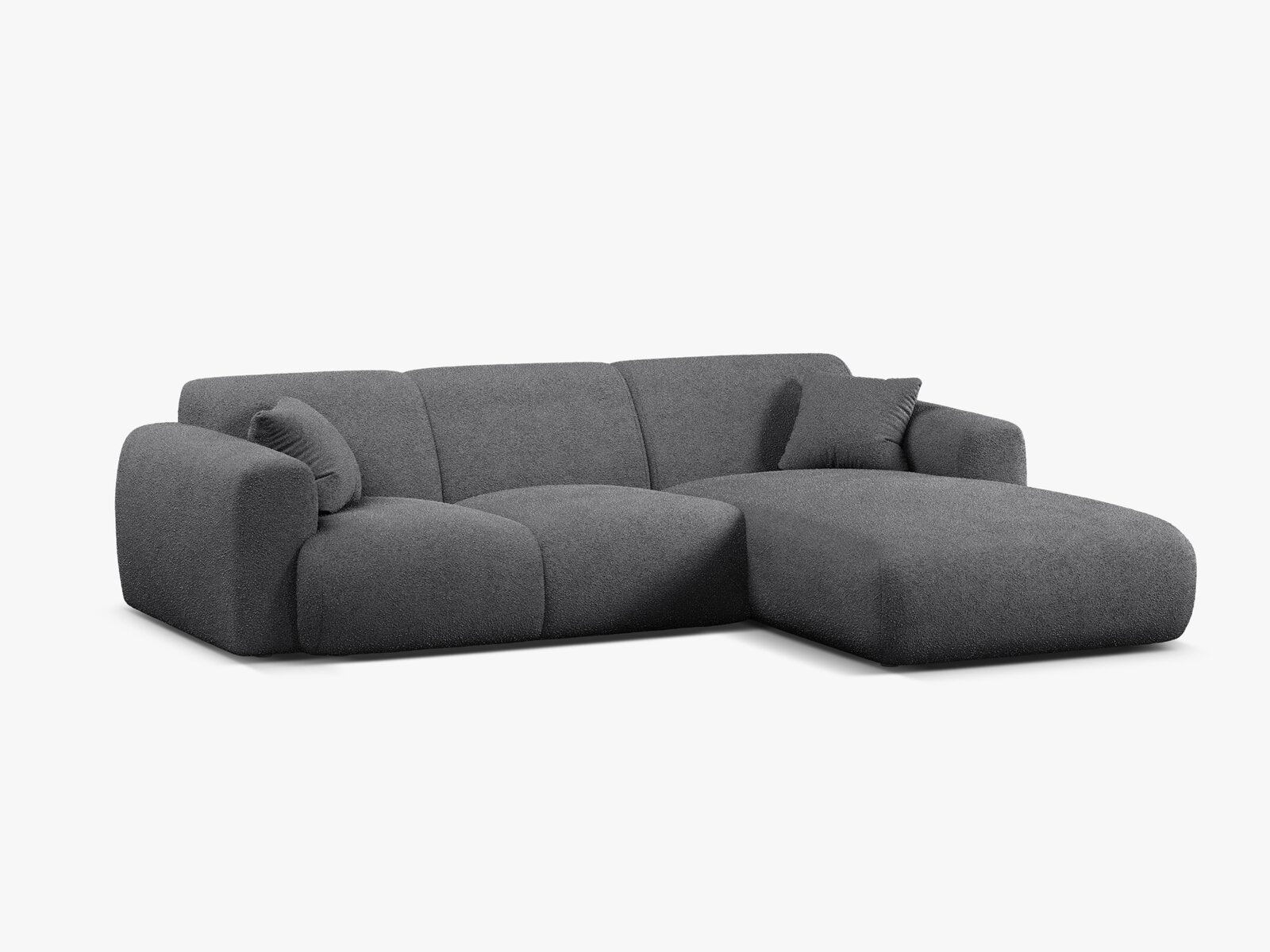 Micadoni Ecksofa Molino 4-Sitzer Rechts Boucle Baloo Dunkelgrau