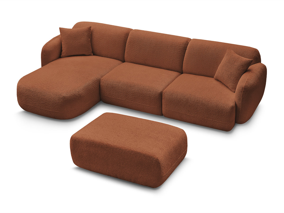 Bobochic Anda Ecksofa mit Pouf 292 × 163 cm Chenille Orange Ecke links