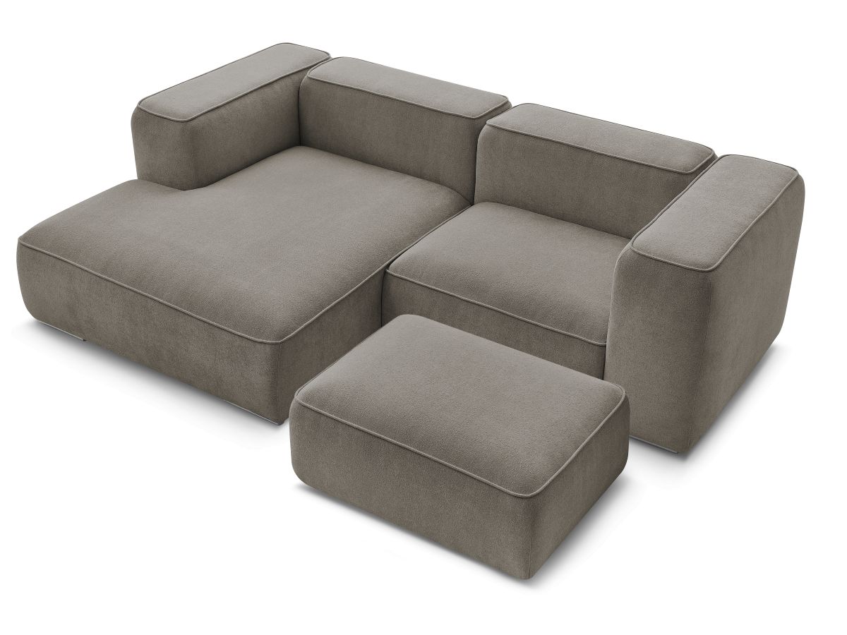 Bobochic Zephyr Ecksofa mit Pouf 260 × 165 cm Strukturstoff Taupe Ecke links