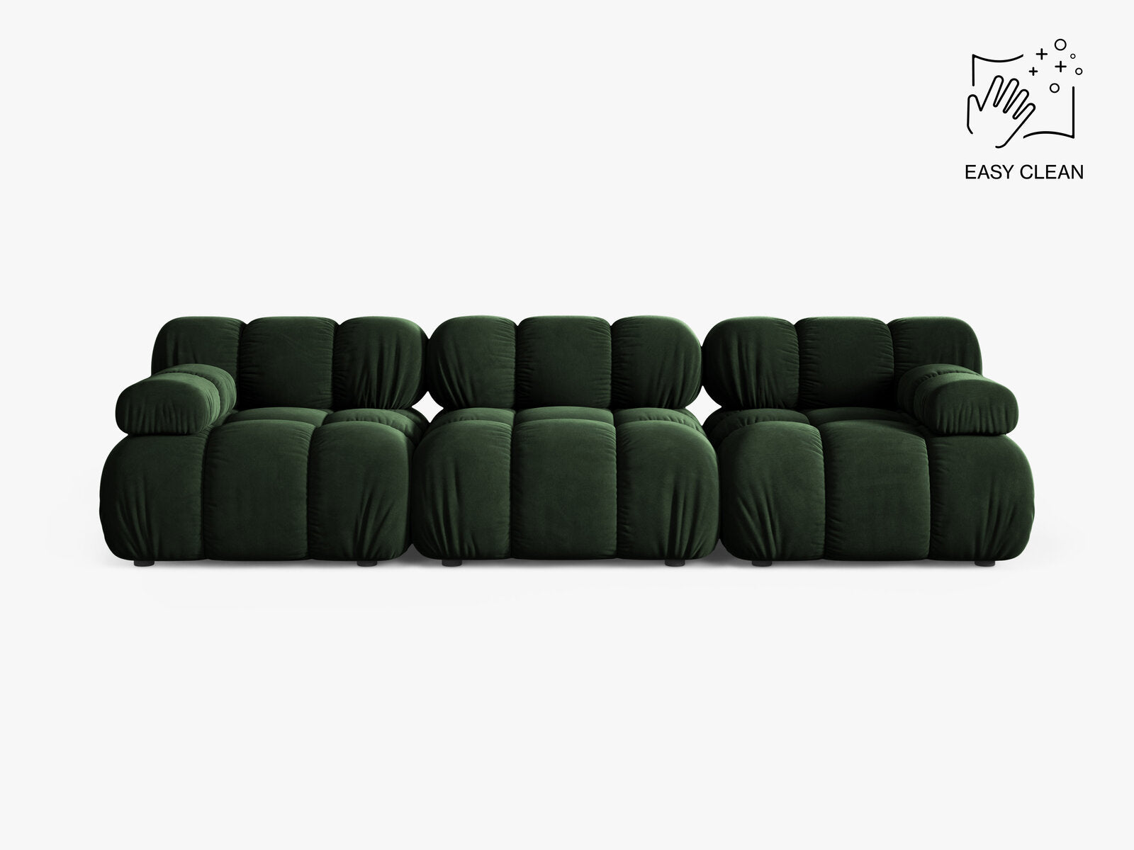Micadoni Modulares Sofa Bellis 3-Sitzer Samt Venus Flaschengrün