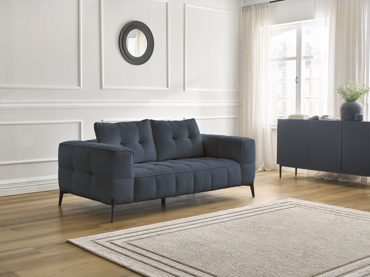 Bobochic Anis Sofa 2-Sitzer Bouclé-Stoff Dunkelblau
