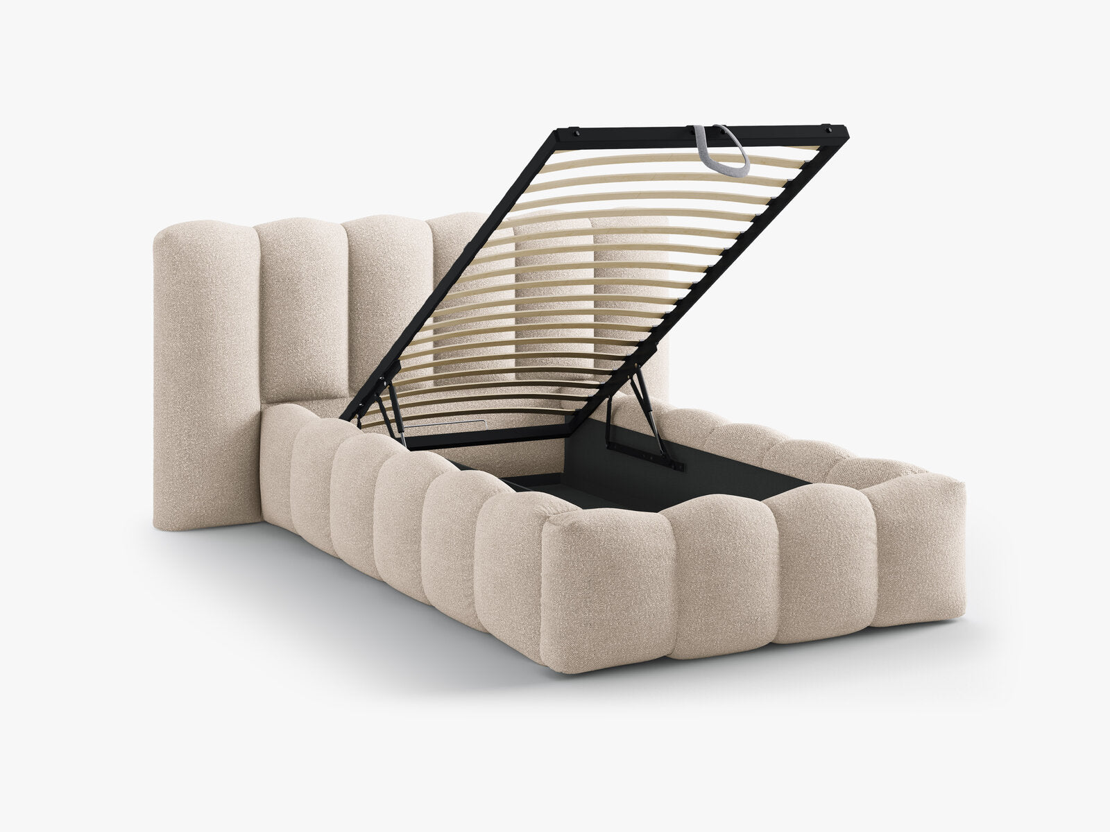Micadoni Stauraumbett mit Kopfteil Lupine Boucle Baloo Beige