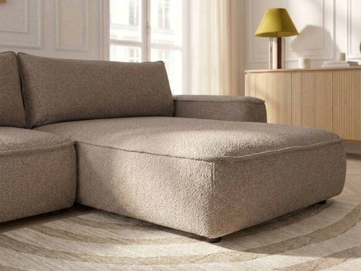 Bobochic Honore Ecksofa mit Schlaffunktion und Bettkasten Chenille Taupe