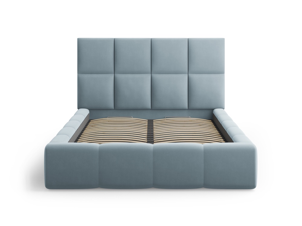 Cosmopolitan Design Stauraumbett mit Kopfteil Livigno 180x200 Samt Bluvel Hellblau