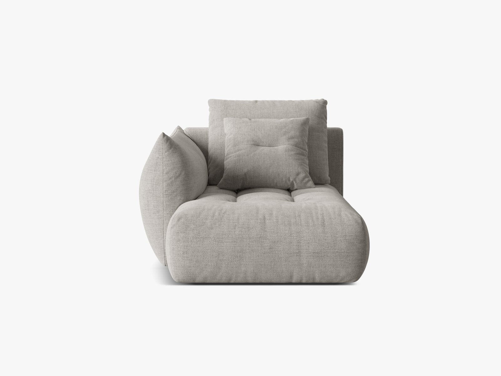 Micadoni Bloom Chaiselongue Links Strukturierter Stoff Wind Hellgrau