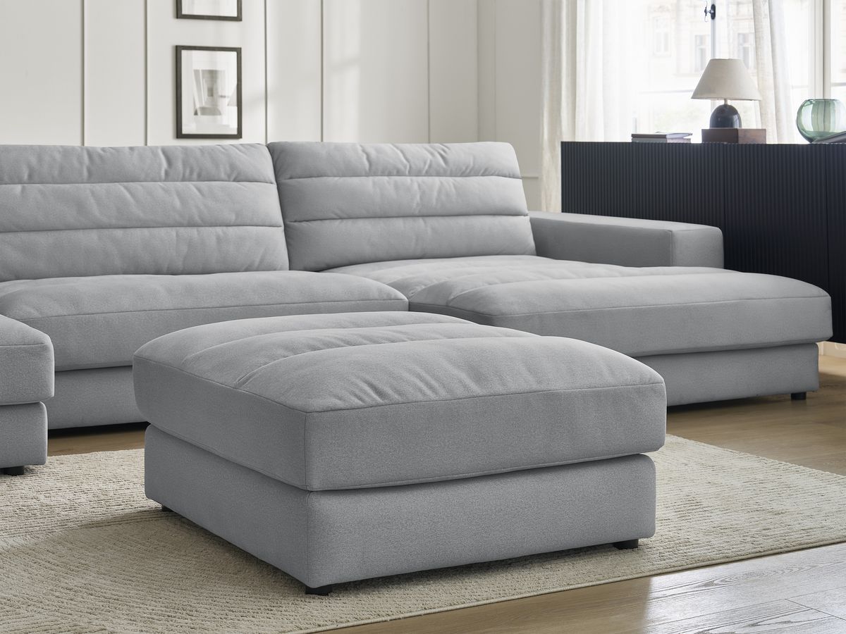 Bobochic Sierra Wohnlandschaft mit Pouf Samt Hellgrau