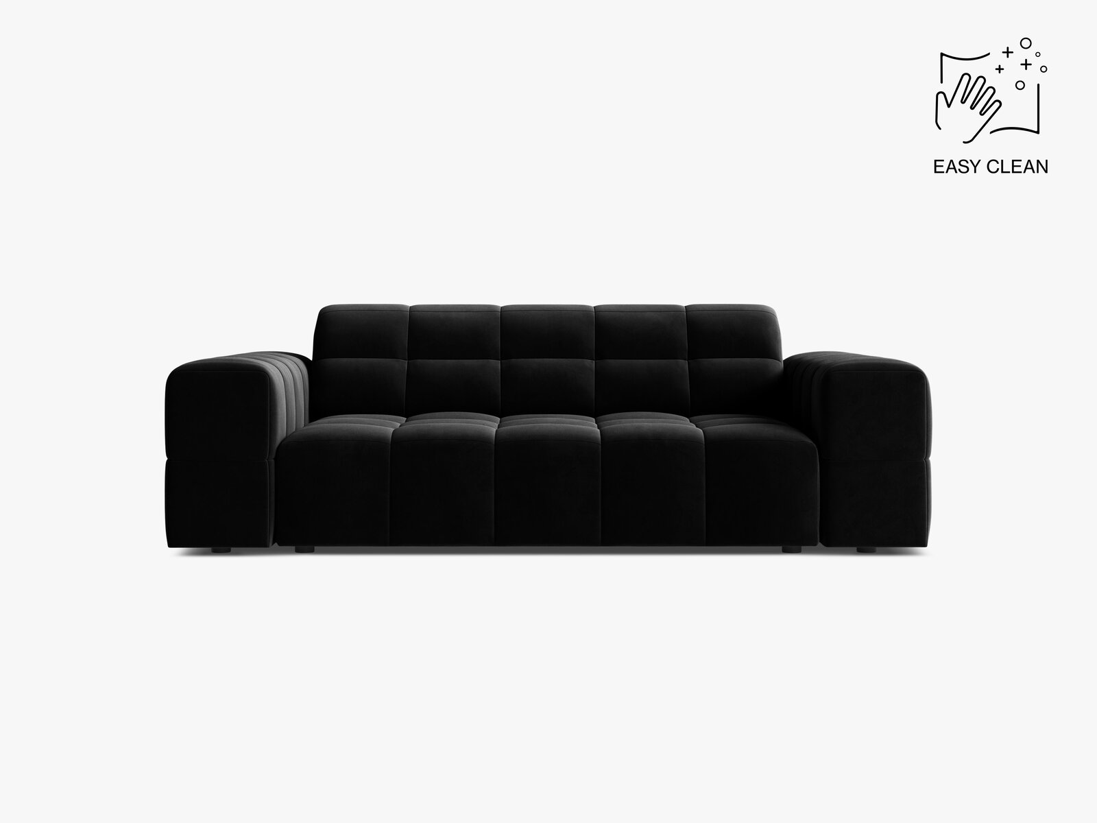 Micadoni Jennifer Sofa 2-Sitzer Samt Venus Schwarz