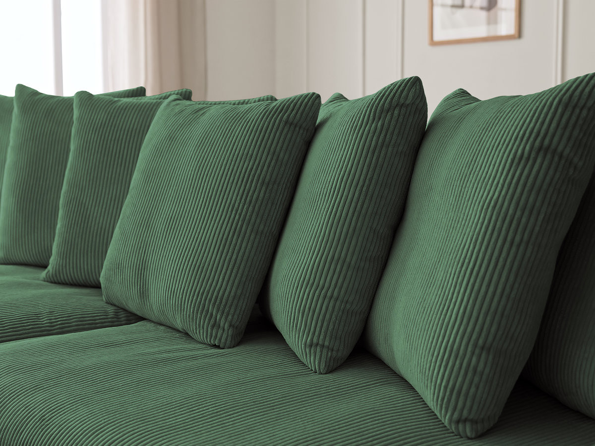 Bobochic Enore Ecksofa mit Pouf Cordsamt Dunkelgrün Ecke links