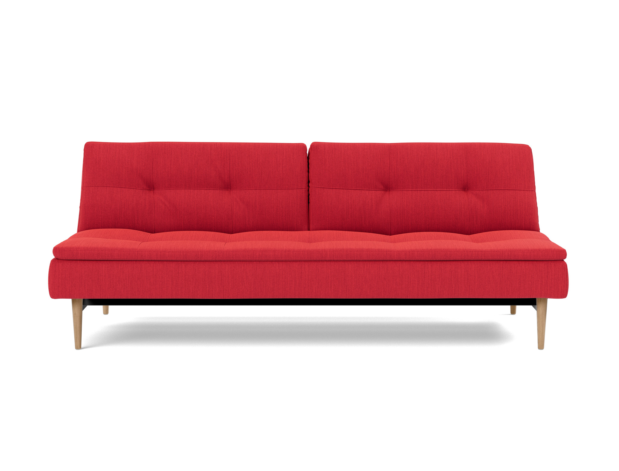 Schlafsofa Dublexo Flachgewebe Elegance 511-Red Beine Styletto Eiche hell