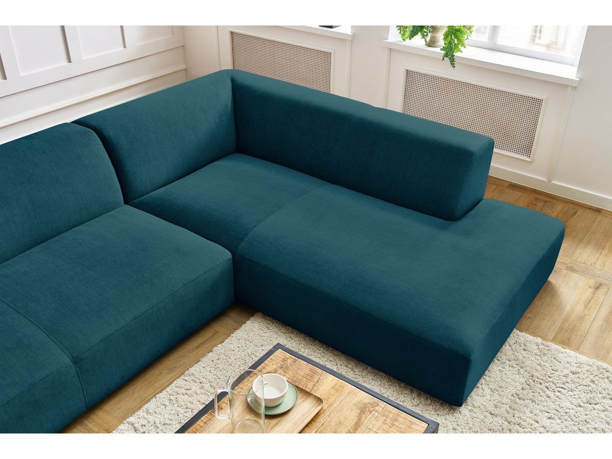 Bobochic Lavena Wohnlandschaft 359 × 220 cm Samt Dunkelblau Ecke links
