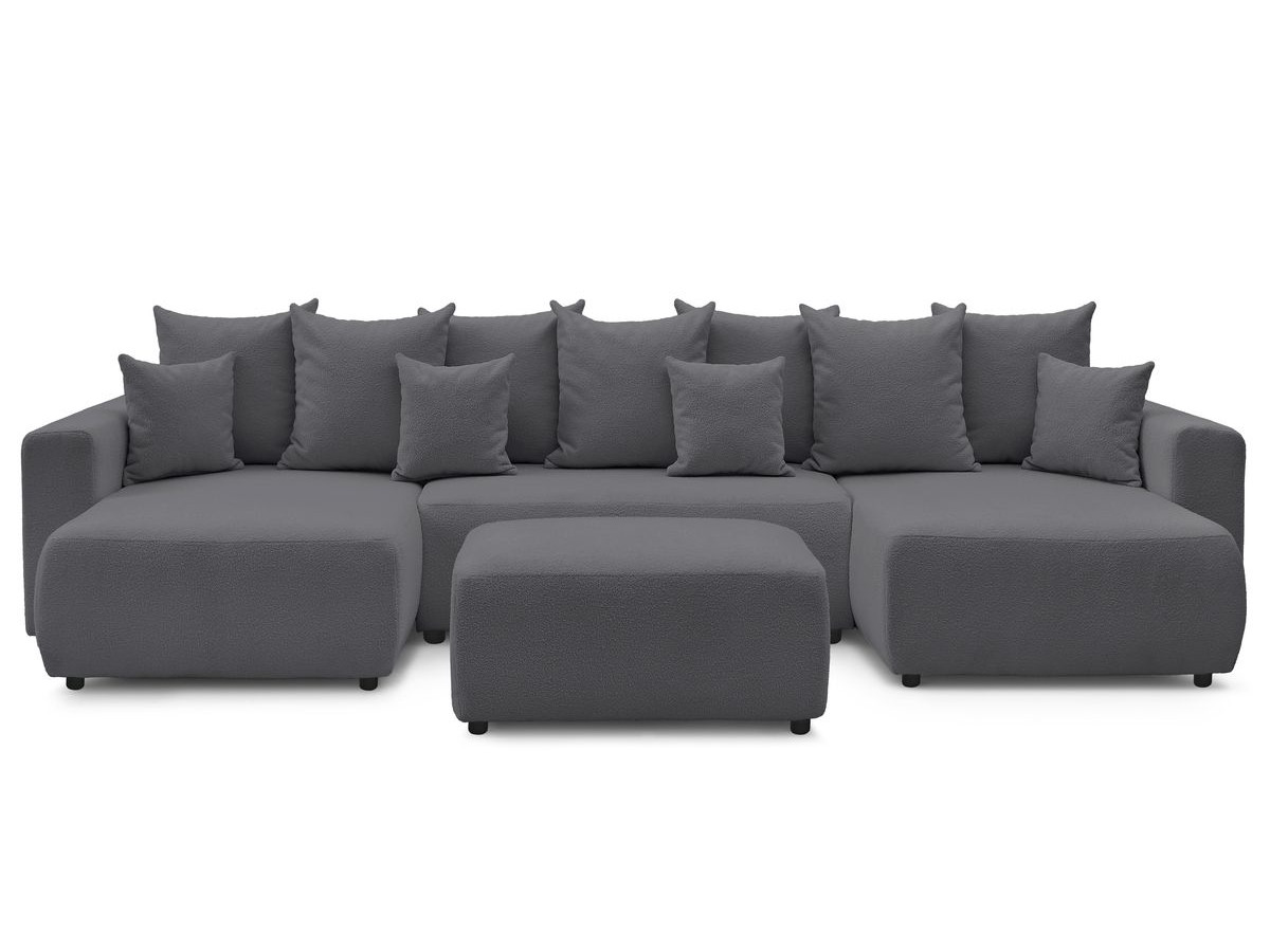 Bobochic Envy Wohnlandschaft mit rechteckigem Pouf Bouclé-Stoff Dunkelgrau