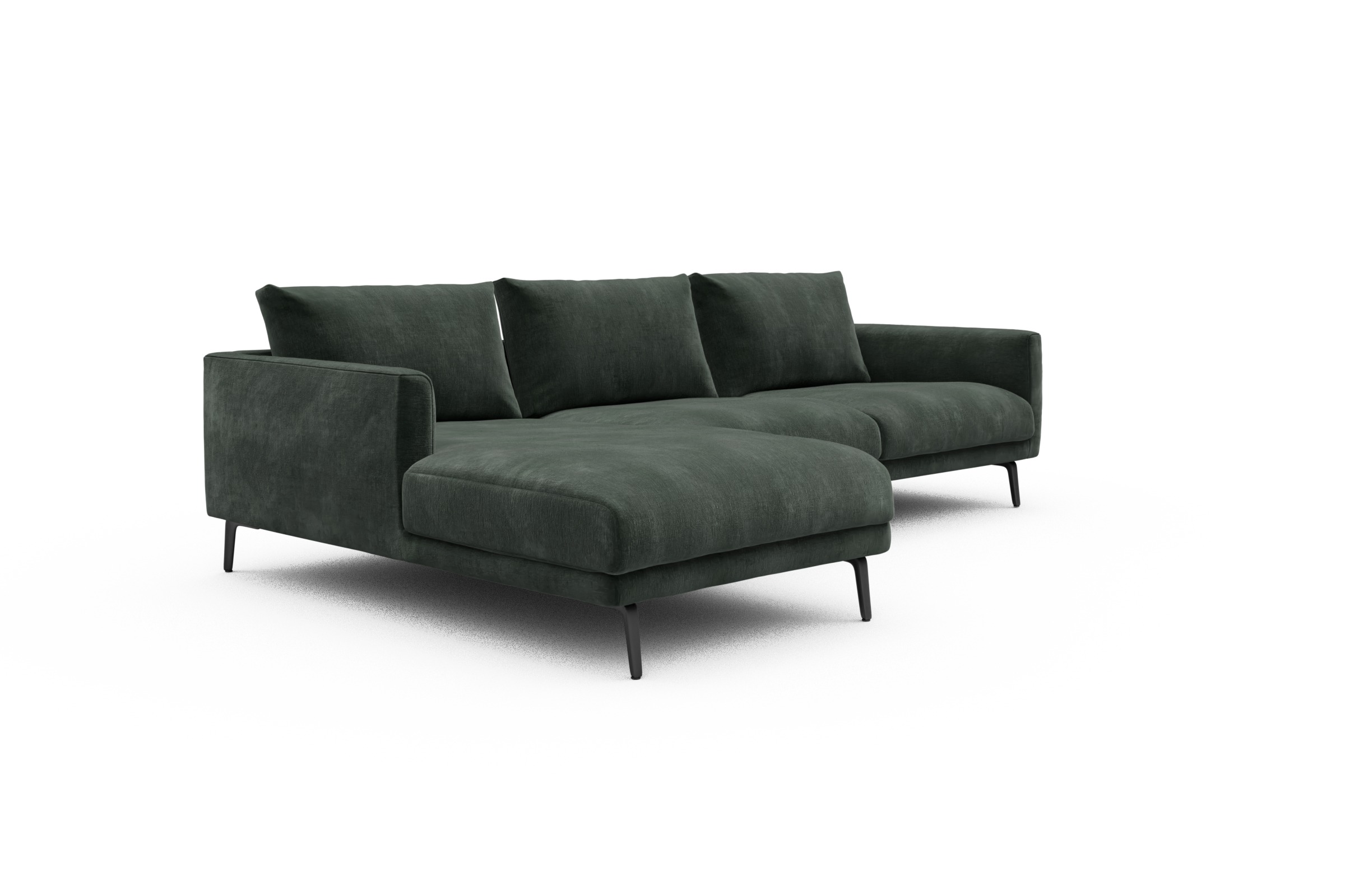 Ecksofa Karl Chaiselongue links mit 2,5-Sitzer Smooth-Laurel-Green