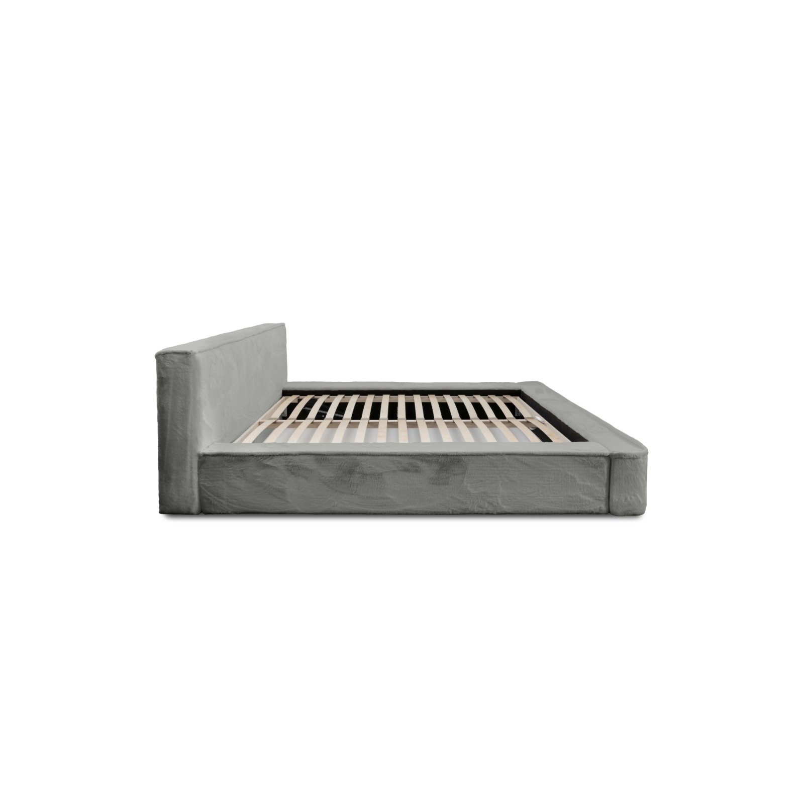Polsterbett Casto Mikrofaser mit Fell-Optik 140x200 mit Metallrahmen Lapit 77