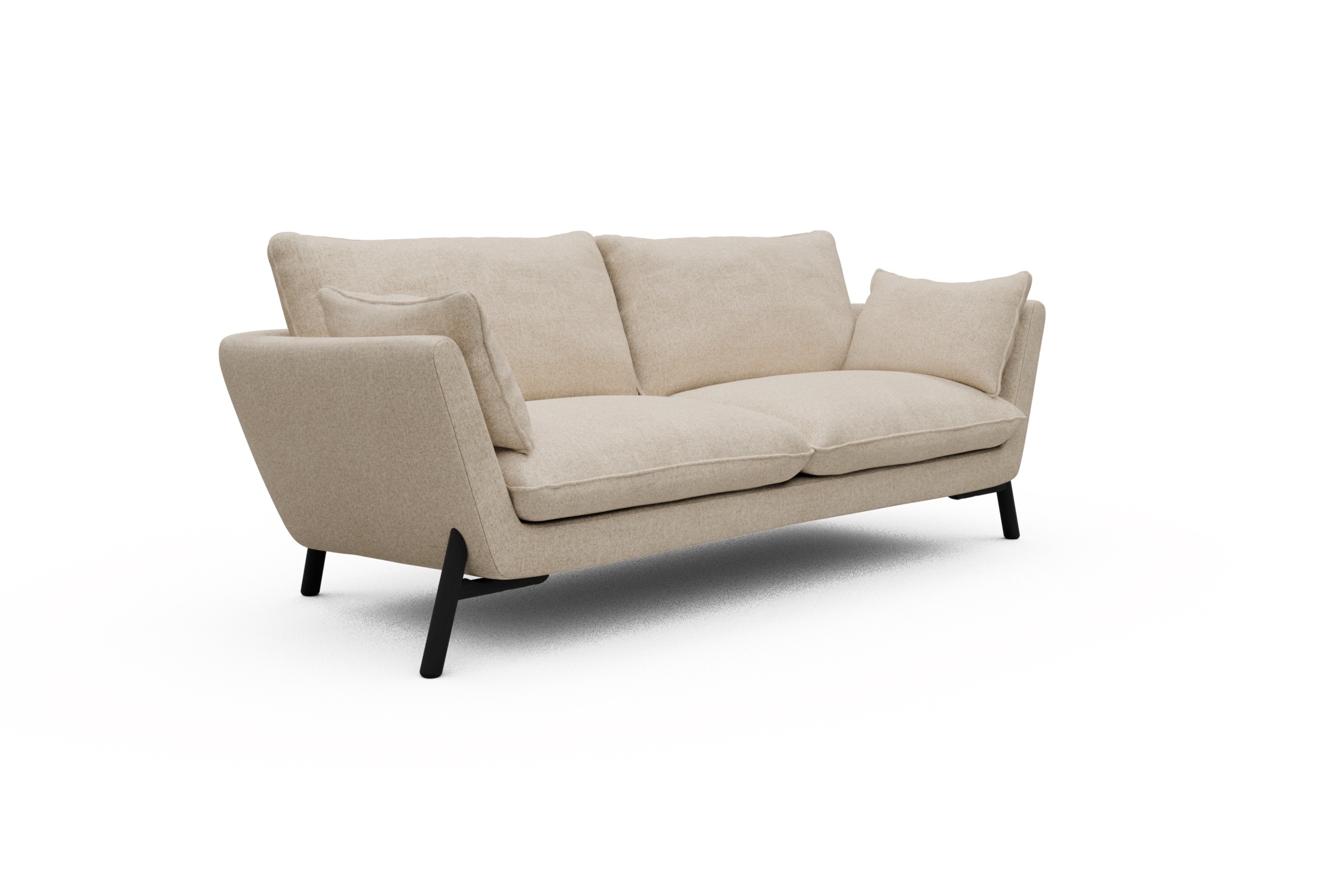 Sofa Emil 3-Sitzer Beinfarbe Eiche Schwarz Casone-Natural-Beige