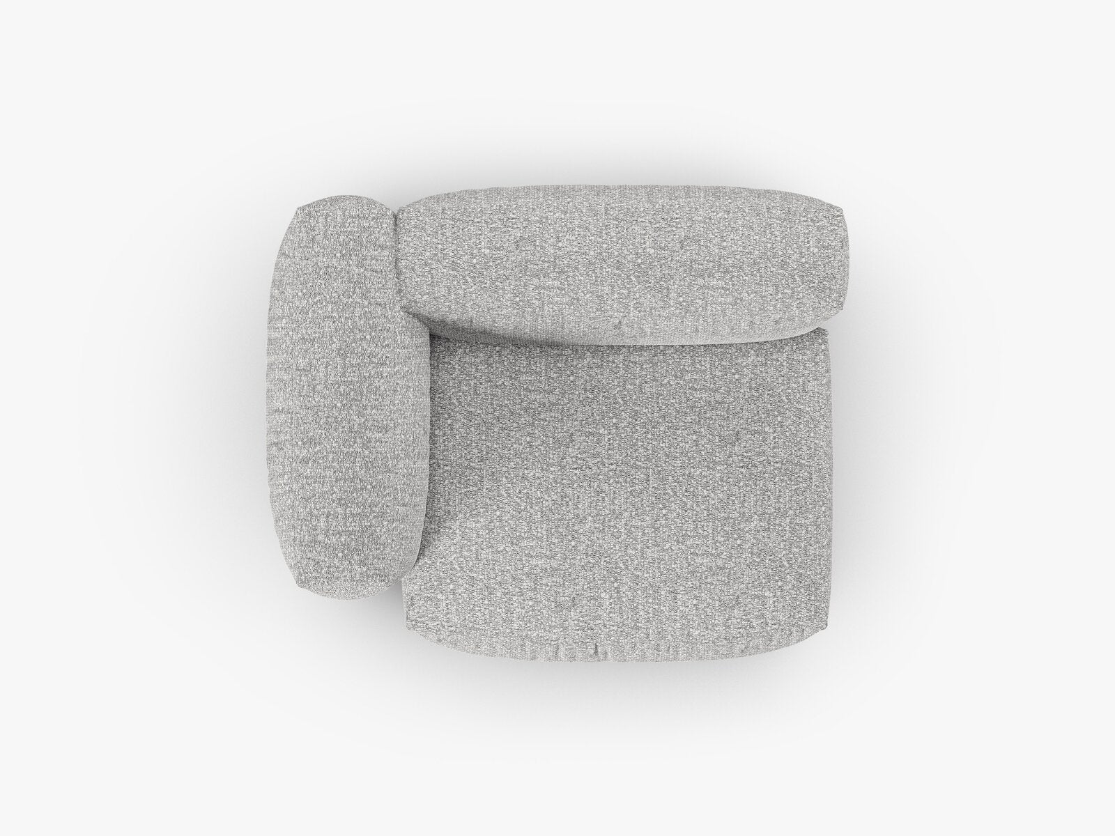 Micadoni Eckmodul mit Armlehne Martina 1-Sitzer 90cm Sitztiefe Links Boucle Monet Silber