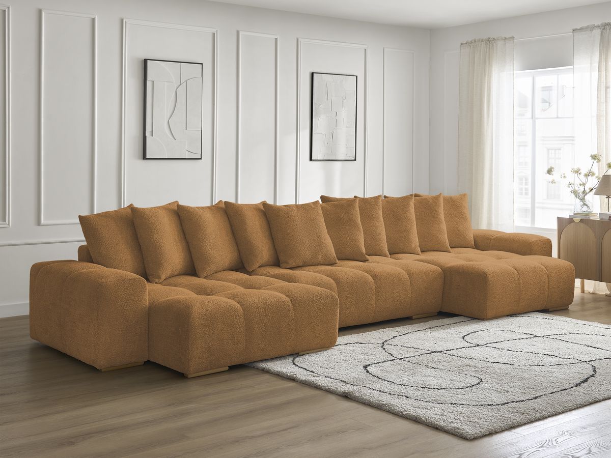 Bobochic Anakin Wohnlandschaft, 10 Kissen Bouclé-Stoff Gelb