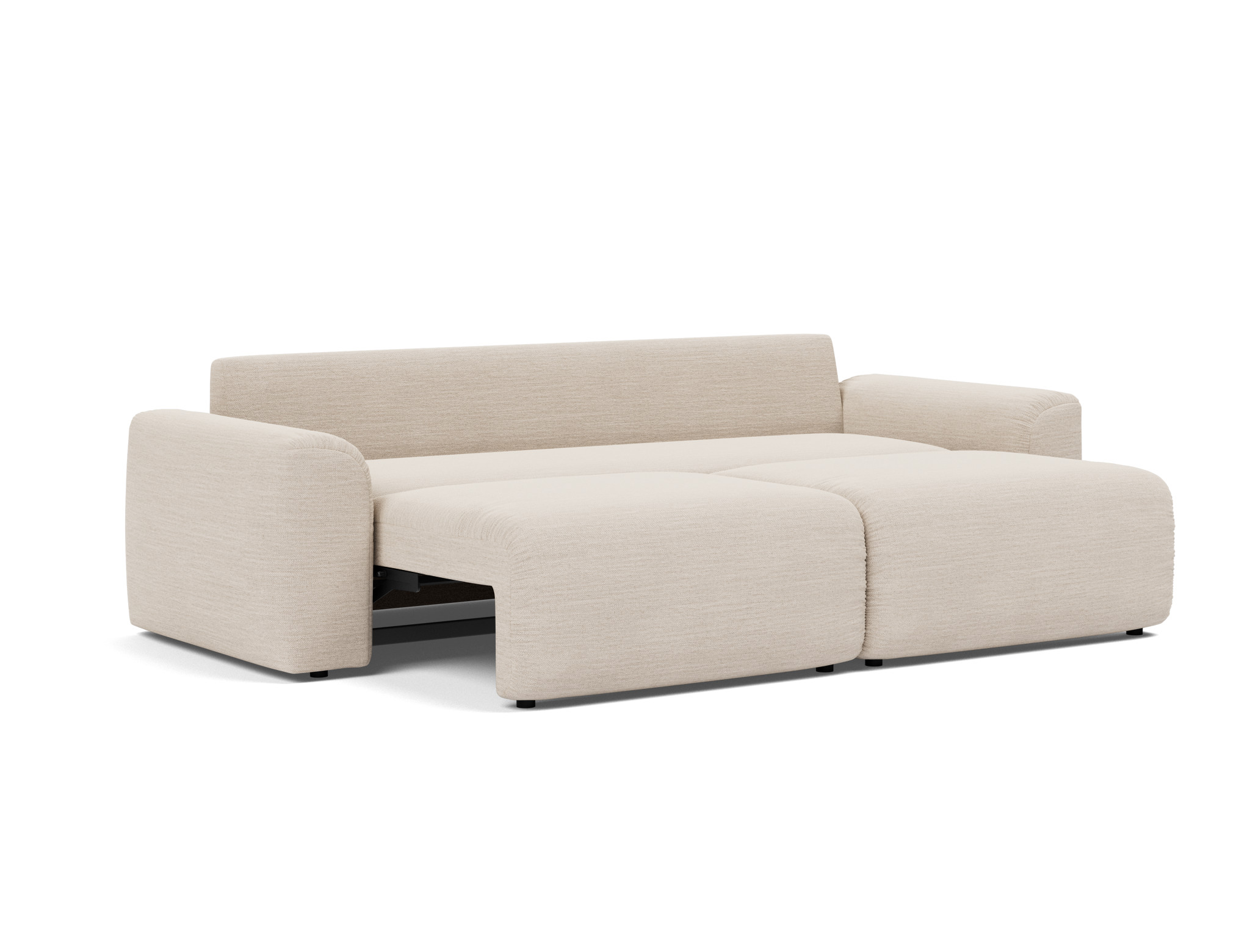 Schlafsofa Norum mit Chunky-Armlehnen Webstoff Blida 612-Sand-Grey