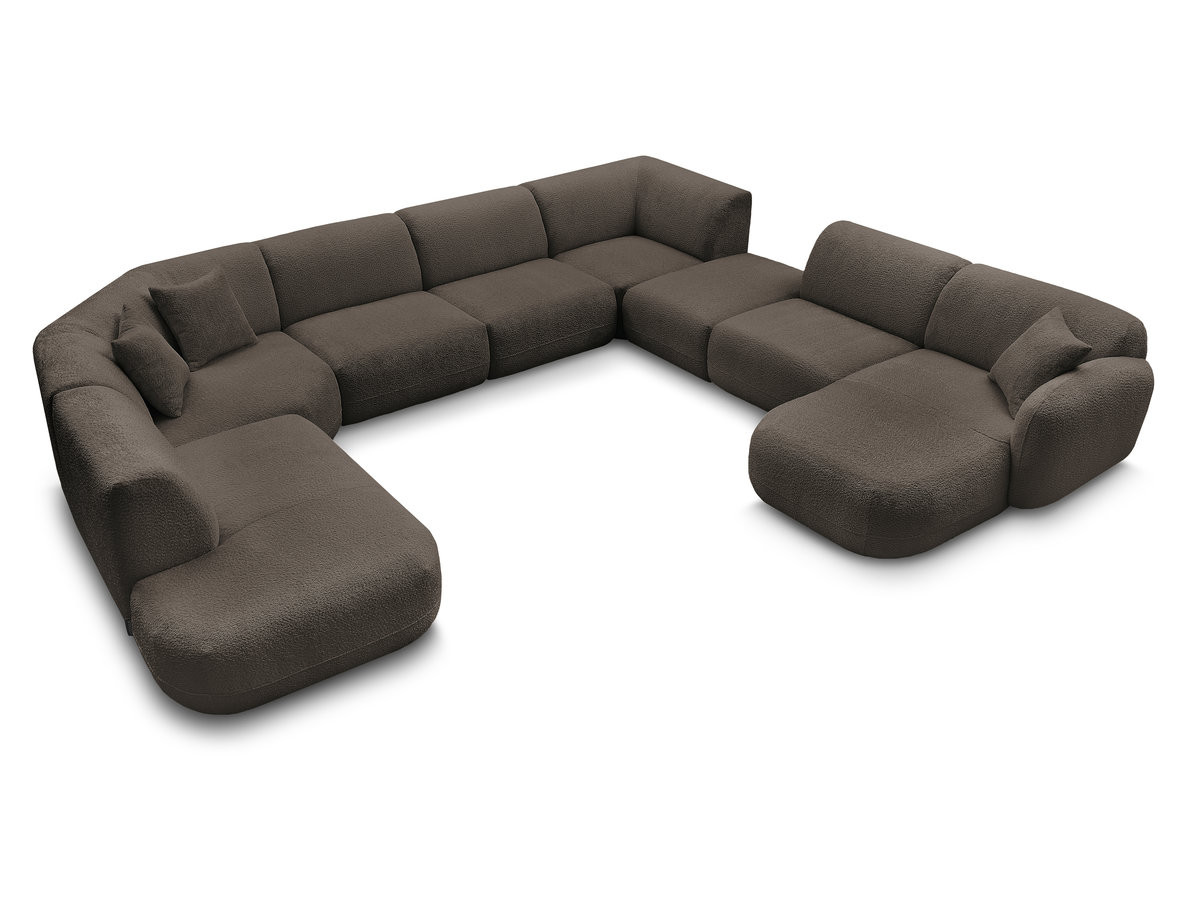 Bobochic Anda Wohnlandschaft mit Pouf 396 × 357 cm Chenille Braun Ecke rechts