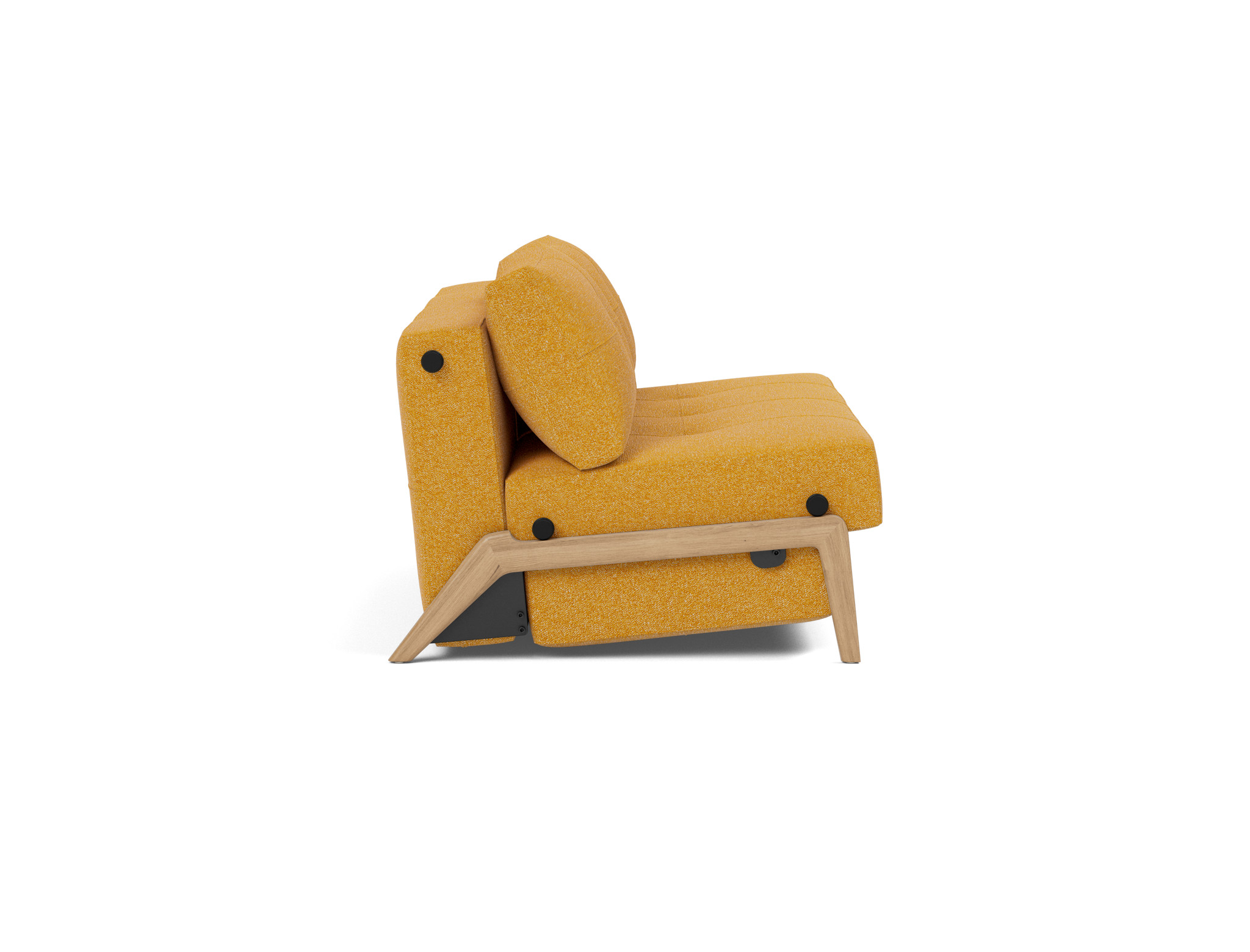 Schlafsofa Cubed 140 Boucle Skandi 536-Ochre Beine Eiche