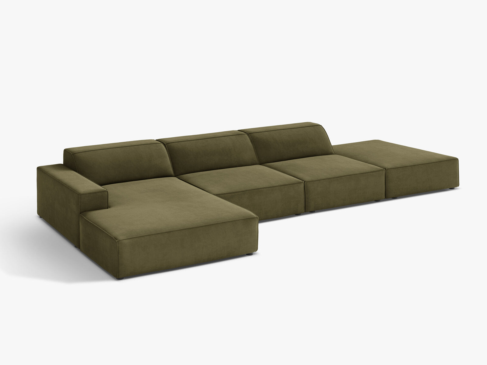 Micadoni Ecksofa Jodie 5-Sitzer Links Samt Bluvel Grün