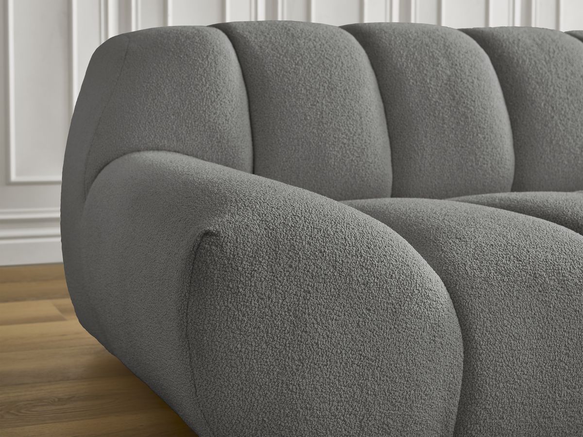 Bobochic Hayden Sofa 3-Sitzer Bouclé-Stoff Dunkelgrau