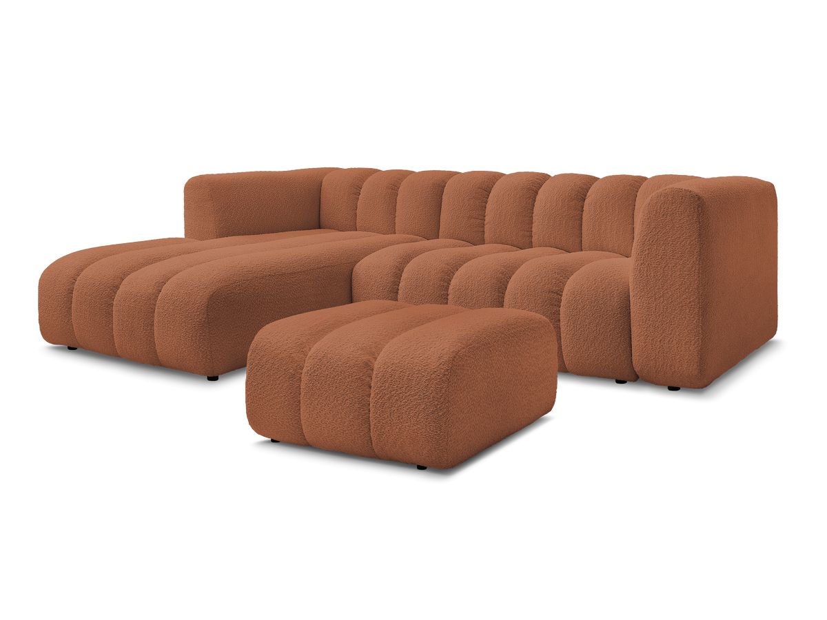 Bobochic Talia Ecksofa mit Pouf Bouclé-Stoff Orange Ecke links