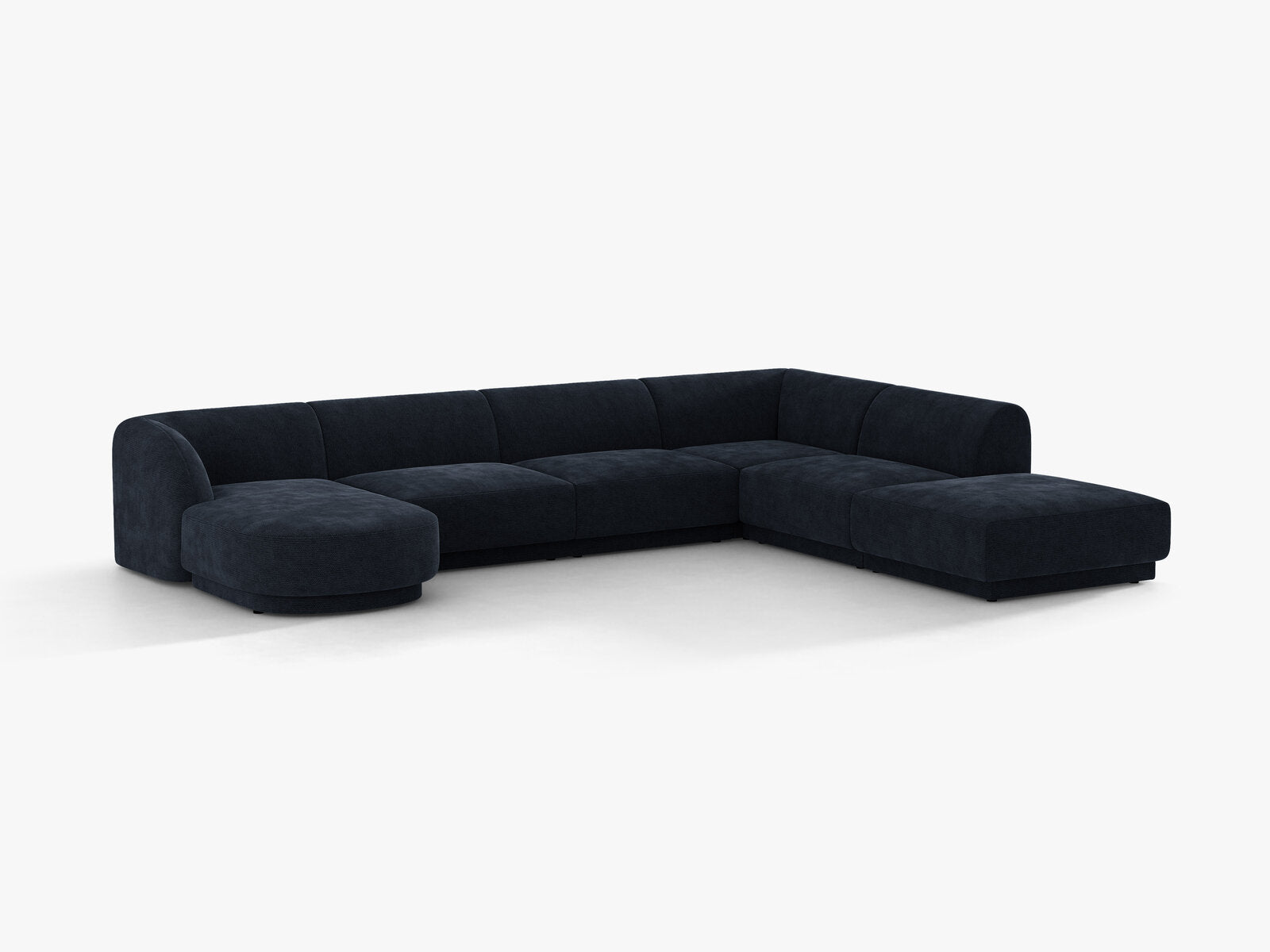 Micadoni Panorama-Ecksofa Miley 6-Sitzer Chenille Eden Marineblau Rechts