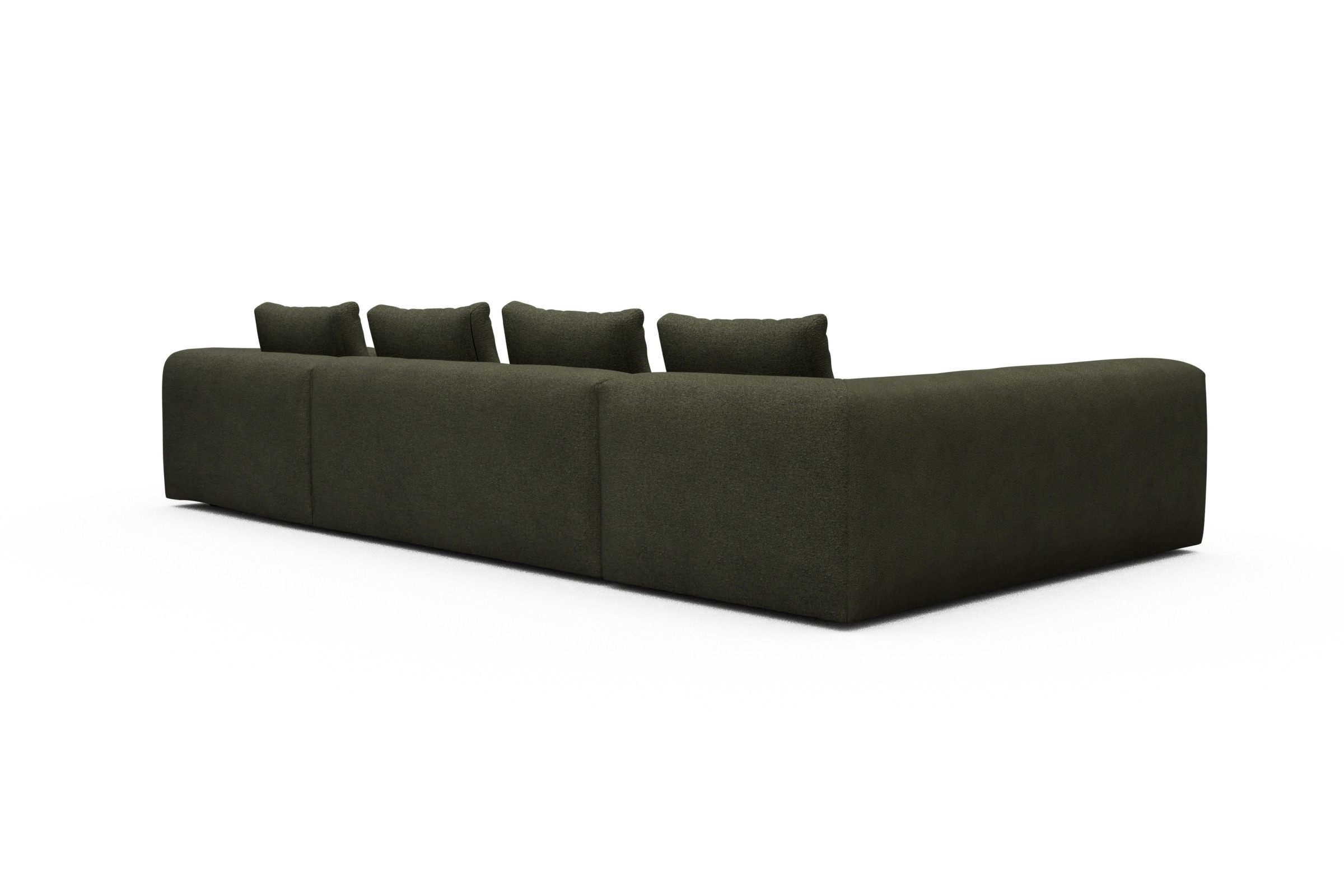 Wohnlandschaft Fred Chaiselongue rechts mit 2-Sitzer und lange Armlehne links Boucle-Forest-Green