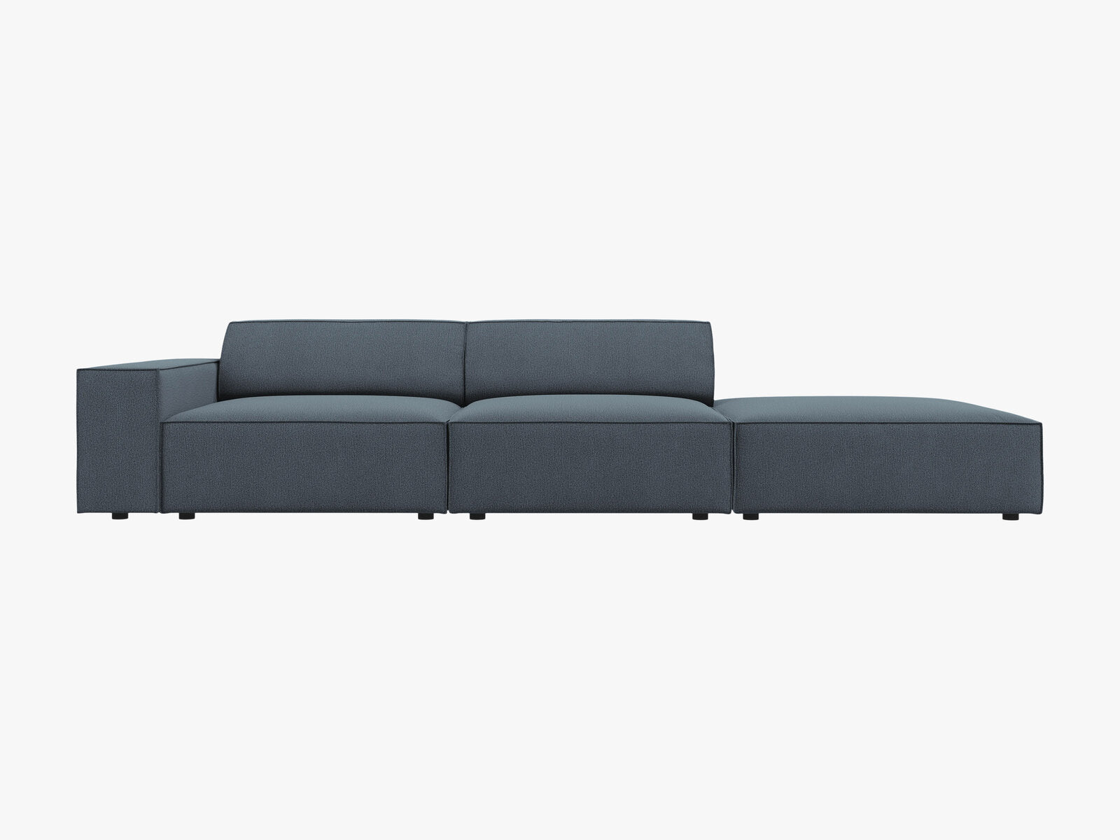 Micadoni Sofa Jodie 3-Sitzer Rechts Strukturierter Stoff Megan Blau