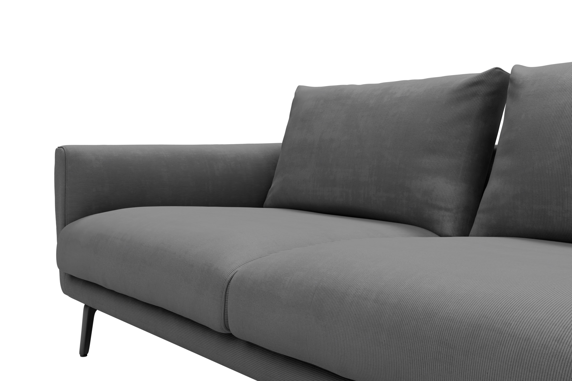Ecksofa Karl Chaiselongue rechts mit 2,5-Sitzer Cordufine-Grey