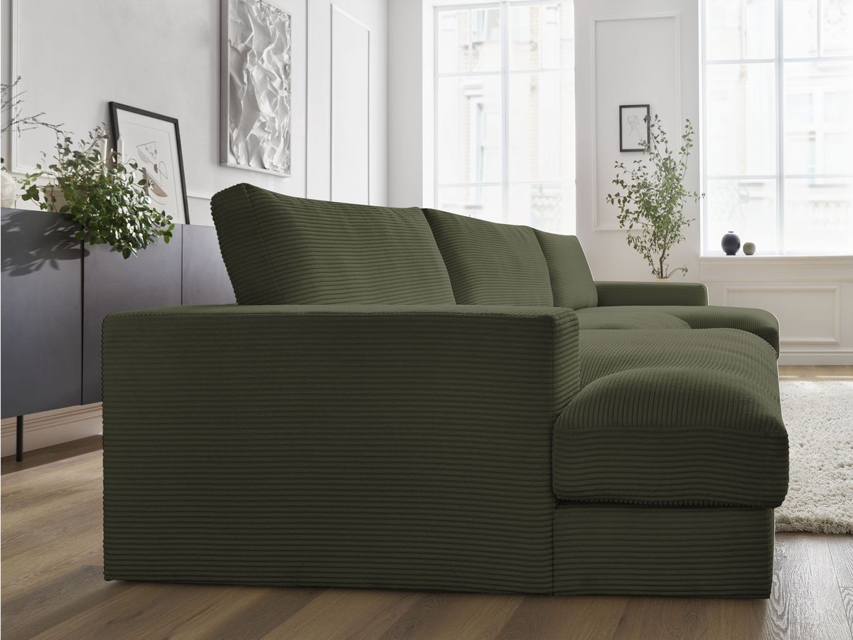 Bobochic Leonard Wohnlandschaft 349 × 159 cm Cordsamt Hellgrün