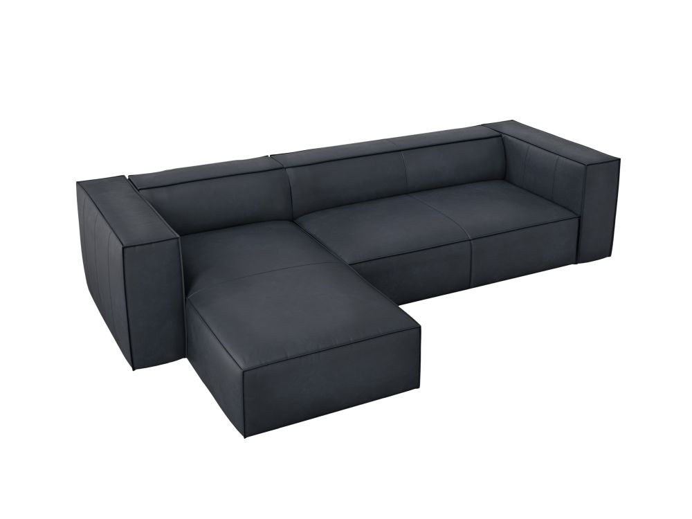Cosmopolitan Design Ecksofa Turin 5-Sitzer Leder Granada Blau Links