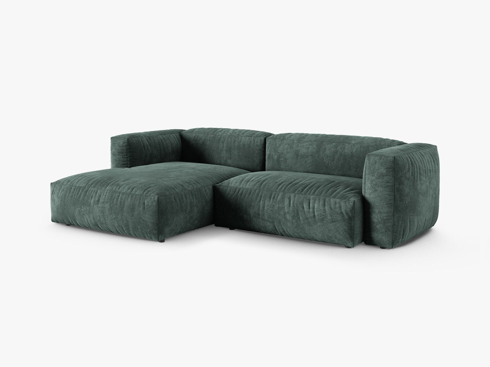Micadoni Ecksofa Martina 2-Sitzer 90cm Sitztiefe Links Samt Vogue Petrol