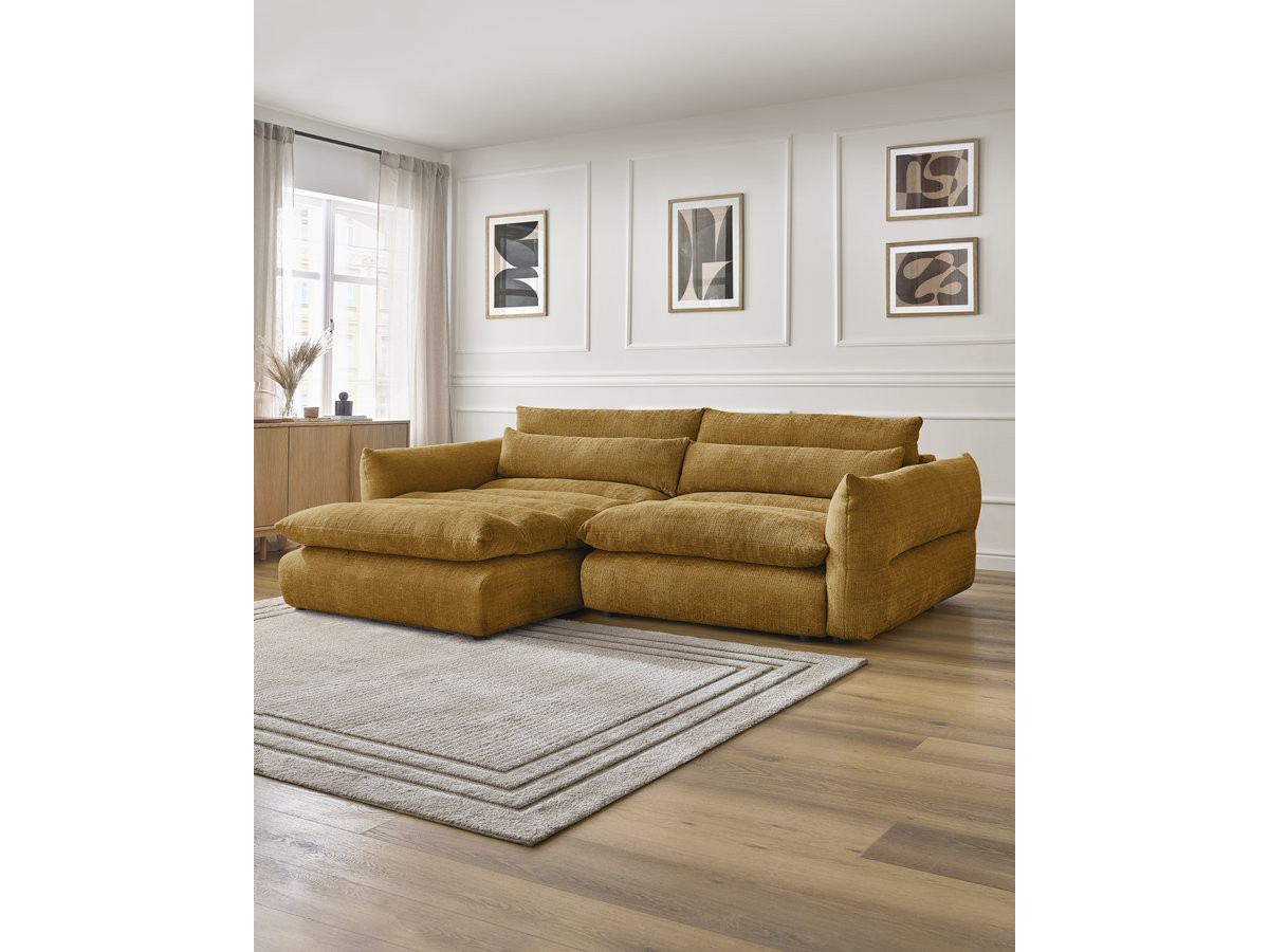 Bobochic Neil Ecksofa Strukturstoff Gelb Ecke links