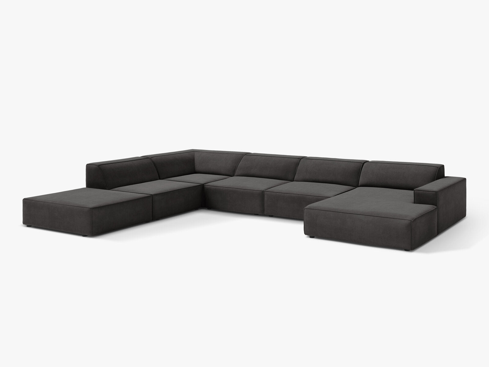Micadoni Panorama-Ecksofa Jodie 7-Sitzer Links Samt Bluvel Grau