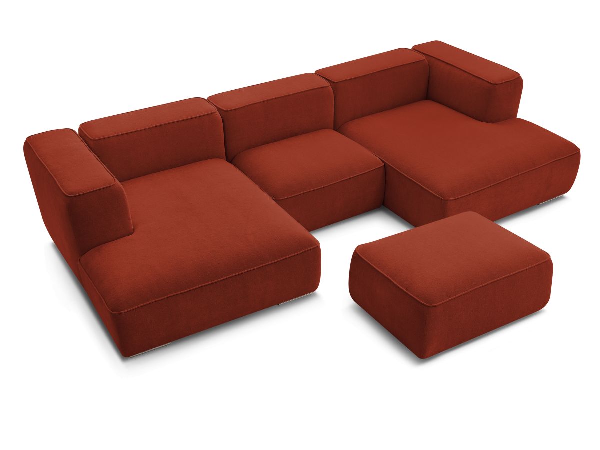 Bobochic Zephyr Wohnlandschaft mit Pouf Strukturstoff Orange
