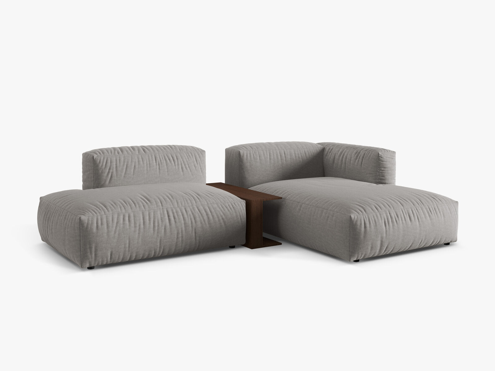 Micadoni Ecksofa Martina 2-Sitzer mit Couchtisch Rechts Strukturierter Stoff Hellgrau