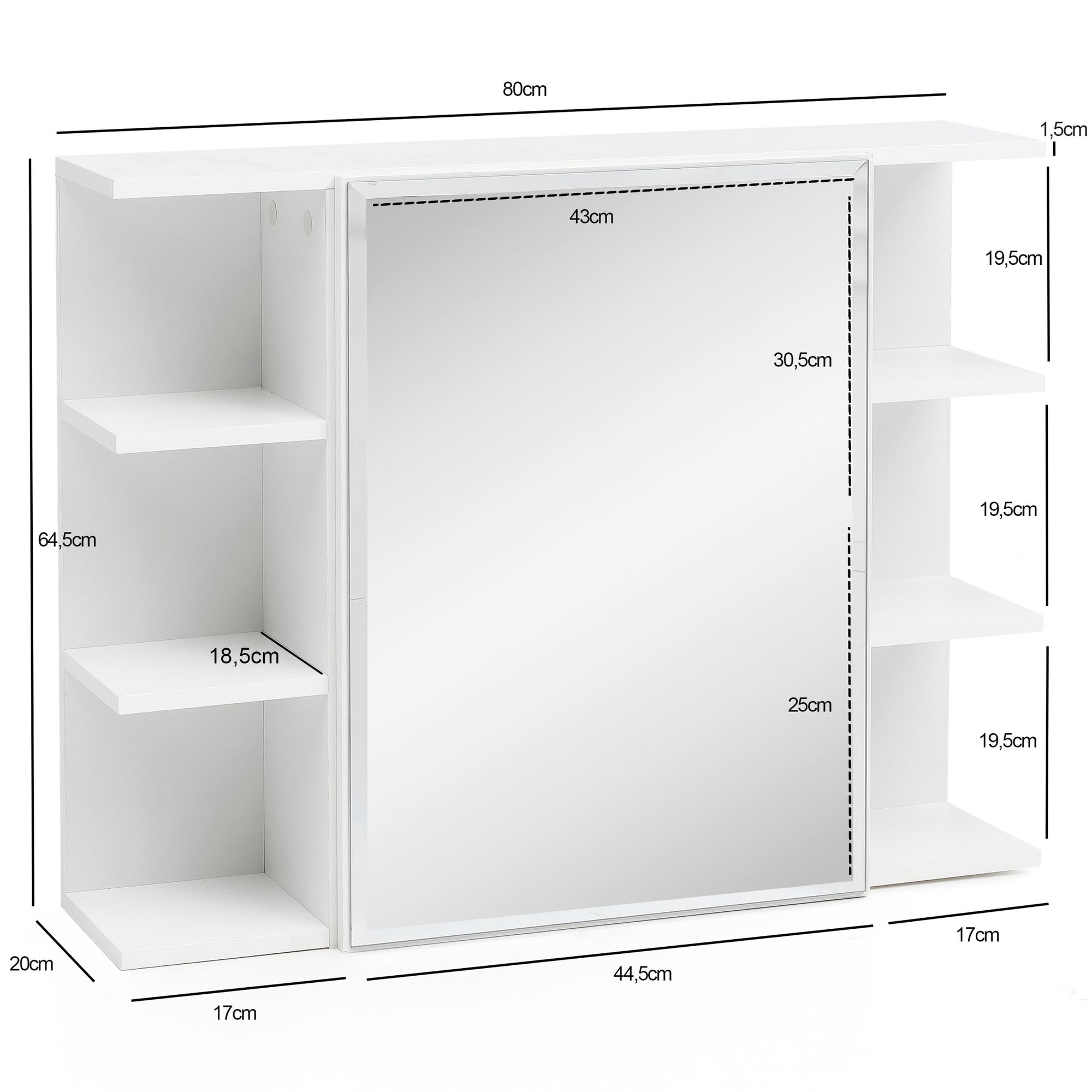 Spiegelschrank Hostrup Weiß 80 × 20 × 64,5 cm