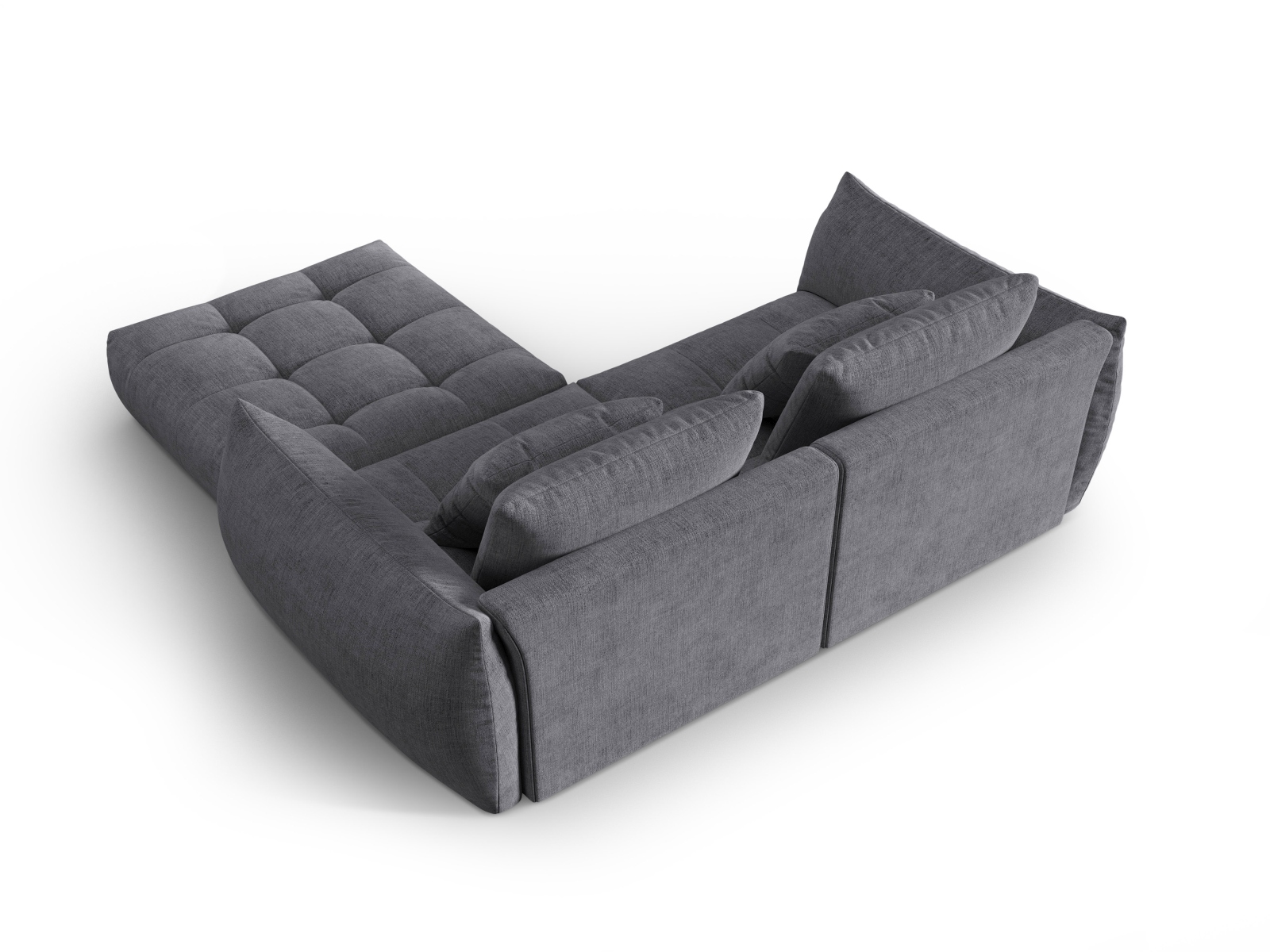 Micadoni Ecksofa Bloom 3-Sitzer Strukturierter Stoff Grau