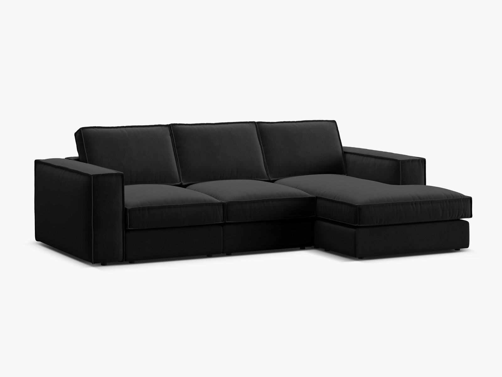 Micadoni modulares Ecksofa Pola 3-Sitzer Rechts Samt Salvador Schwarz
